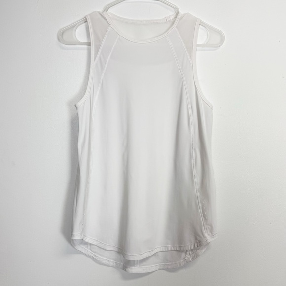 Lululemon Sculpt Tank Top Womens Size 2 White Mesh Cutout Athletic - Picture 1 of 9